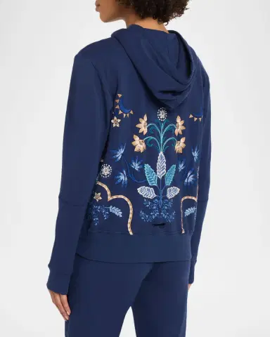 Johnny Was Embroidered Modern Zip-Up Hoodie | Thumbnail 3 Johnny Was Embroidered Modern Zip-Up Hoodie | Thumbnail 3