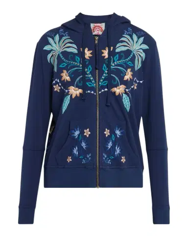 Johnny Was Embroidered Modern Zip-Up Hoodie | Thumbnail 1 Johnny Was Embroidered Modern Zip-Up Hoodie | Thumbnail 1