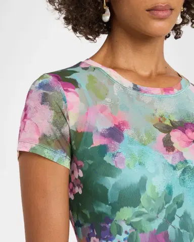 Johnny Was Short-Sleeve Floral Mesh Maxi Dress | Thumbnail 5 Johnny Was Short-Sleeve Floral Mesh Maxi Dress | Thumbnail 5