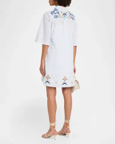 Johnny Was Kimono-Sleeve Embroidered Mini Shirtdress | Thumbnail 3 Johnny Was Kimono-Sleeve Embroidered Mini Shirtdress | Thumbnail 3