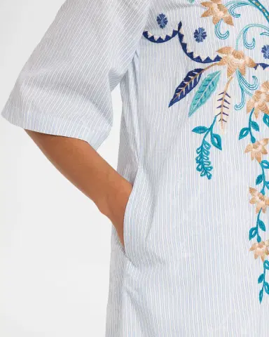 Johnny Was Kimono-Sleeve Embroidered Mini Shirtdress | Thumbnail 5 Johnny Was Kimono-Sleeve Embroidered Mini Shirtdress | Thumbnail 5