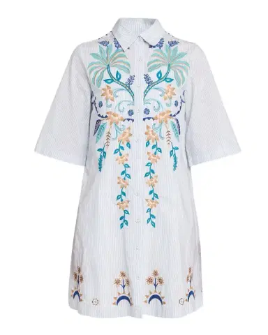 Johnny Was Kimono-Sleeve Embroidered Mini Shirtdress | Thumbnail 1 Johnny Was Kimono-Sleeve Embroidered Mini Shirtdress | Thumbnail 1