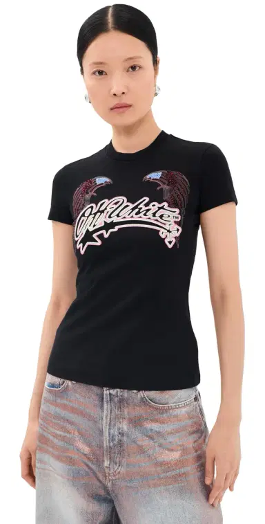 Off-White Swarovski Double Eagle Slim Tee Black | Thumbnail 1 Off-White Swarovski Double Eagle Slim Tee Black | Thumbnail 1