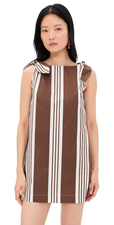 POSSE Rosie Mini Dress Chocolate tripe | Thumbnail 1 POSSE Rosie Mini Dress Chocolate tripe | Thumbnail 1