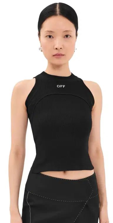 Off-White Off Stamp Ribbed Tank Black | Thumbnail 1 Off-White Off Stamp Ribbed Tank Black | Thumbnail 1