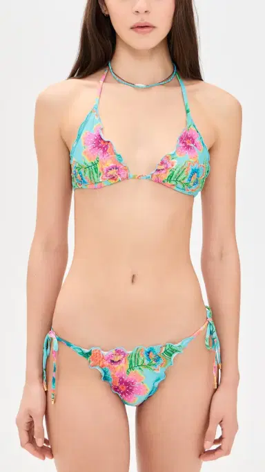 PQ Swim Embroidered Lettuce Edge Triangle Bikini Top Solana M | Thumbnail 5 PQ Swim Embroidered Lettuce Edge Triangle Bikini Top Solana M | Thumbnail 5