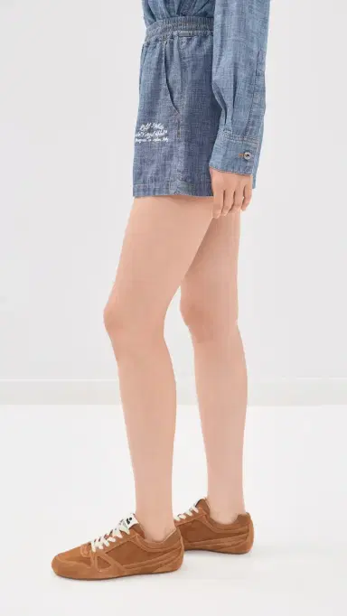 Off-White Chambray Denim Pajama Shorts Dark Blue | Thumbnail 4 Off-White Chambray Denim Pajama Shorts Dark Blue | Thumbnail 4