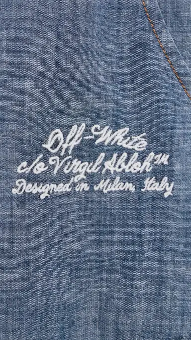 Off-White Chambray Denim Pajama Shorts Dark Blue | Thumbnail 6 Off-White Chambray Denim Pajama Shorts Dark Blue | Thumbnail 6