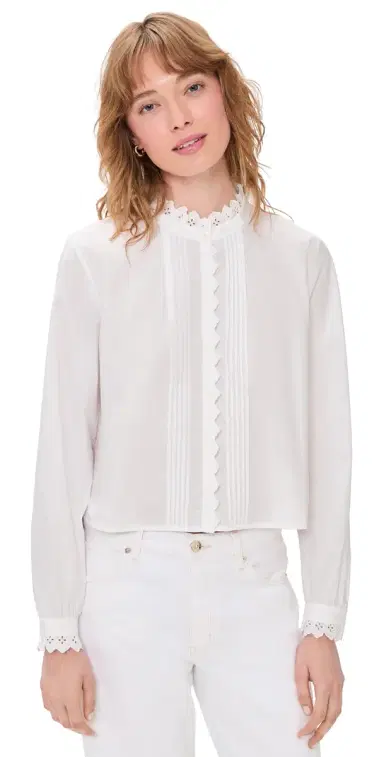 Frame The Keepsake Pintuck Blouse White | Thumbnail 1 Frame The Keepsake Pintuck Blouse White | Thumbnail 1