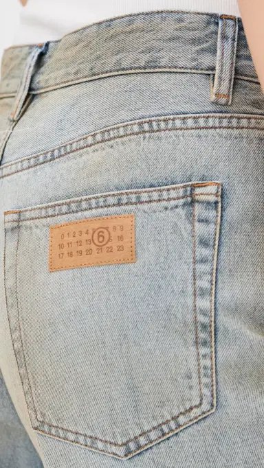 MM6 Maison Margiela Straight Leg Faded Jeans Medium Blue | Thumbnail 6 MM6 Maison Margiela Straight Leg Faded Jeans Medium Blue | Thumbnail 6