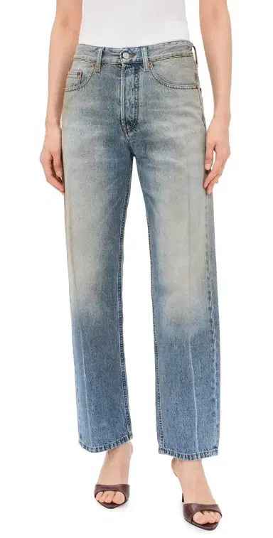 MM6 Maison Margiela Straight Leg Faded Jeans Medium Blue | Thumbnail 1 MM6 Maison Margiela Straight Leg Faded Jeans Medium Blue | Thumbnail 1