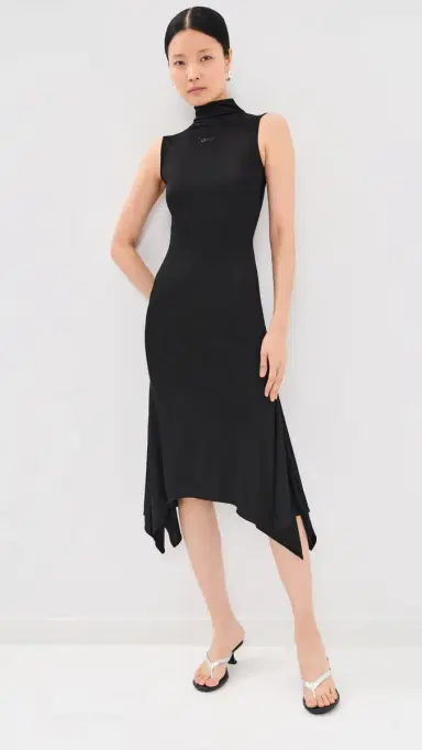Off-White Fluid Jersey Midi Dress Black | Thumbnail 2 Off-White Fluid Jersey Midi Dress Black | Thumbnail 2