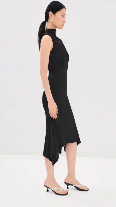Off-White Fluid Jersey Midi Dress Black | Thumbnail 4 Off-White Fluid Jersey Midi Dress Black | Thumbnail 4