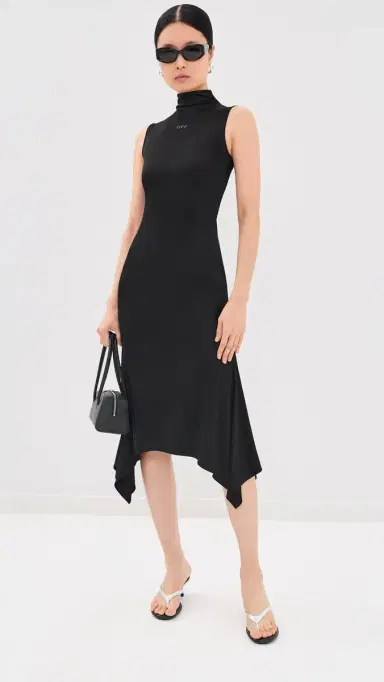 Off-White Fluid Jersey Midi Dress Black | Thumbnail 5 Off-White Fluid Jersey Midi Dress Black | Thumbnail 5