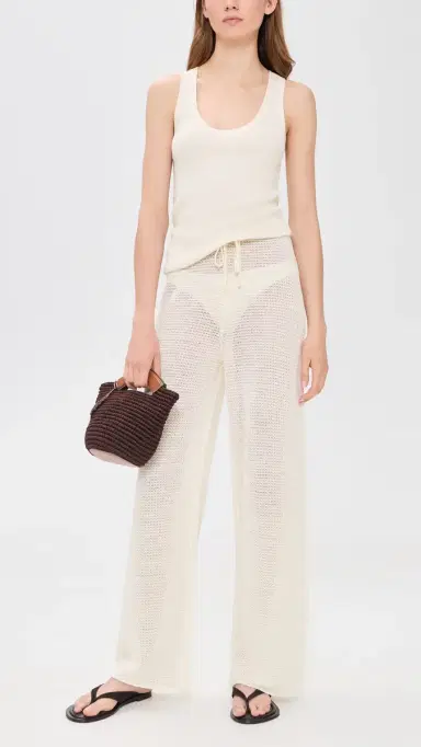 Onia Knit Drawstring Coverup Pants Egret L | Thumbnail 5 Onia Knit Drawstring Coverup Pants Egret L | Thumbnail 5