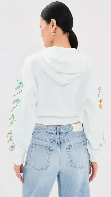 Off-White Bookish Glowing Flower Crop Hoodie White | Thumbnail 3 Off-White Bookish Glowing Flower Crop Hoodie White | Thumbnail 3