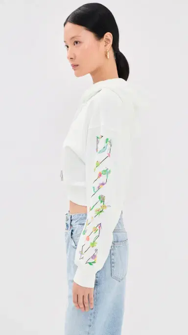 Off-White Bookish Glowing Flower Crop Hoodie White | Thumbnail 4 Off-White Bookish Glowing Flower Crop Hoodie White | Thumbnail 4
