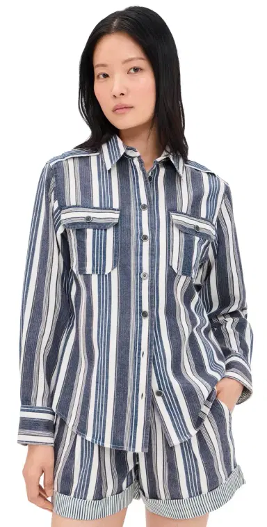 Isabel Marant Étoile Gelva Shirt Ecru/Blue | Thumbnail 1 Isabel Marant Étoile Gelva Shirt Ecru/Blue | Thumbnail 1
