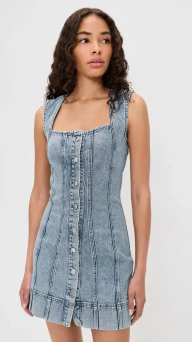 Good American Mini Button Front Dress Indigo1104 | Thumbnail 2 Good American Mini Button Front Dress Indigo1104 | Thumbnail 2