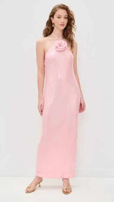 endless rose Rose Haltered equins Maxi Dress Baby Pink | Thumbnail 2 endless rose Rose Haltered equins Maxi Dress Baby Pink | Thumbnail 2