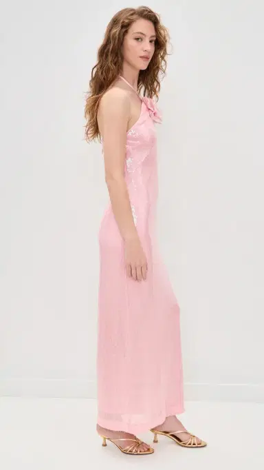 endless rose Rose Haltered equins Maxi Dress Baby Pink | Thumbnail 4 endless rose Rose Haltered equins Maxi Dress Baby Pink | Thumbnail 4