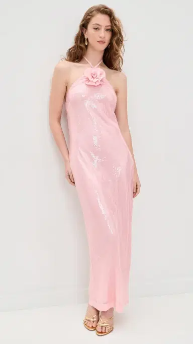 endless rose Rose Haltered equins Maxi Dress Baby Pink | Thumbnail 5 endless rose Rose Haltered equins Maxi Dress Baby Pink | Thumbnail 5