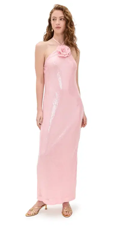 endless rose Rose Haltered equins Maxi Dress Baby Pink | Thumbnail 1 endless rose Rose Haltered equins Maxi Dress Baby Pink | Thumbnail 1
