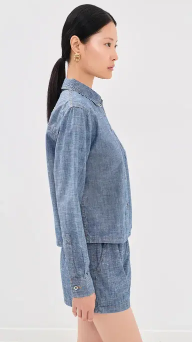 Off-White Chambray Denim Pajama Shirt Dark Blue | Thumbnail 4 Off-White Chambray Denim Pajama Shirt Dark Blue | Thumbnail 4
