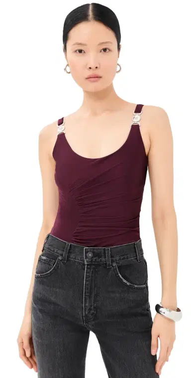 Versace Ruched Bodysuit Burgundy | Thumbnail 1 Versace Ruched Bodysuit Burgundy | Thumbnail 1