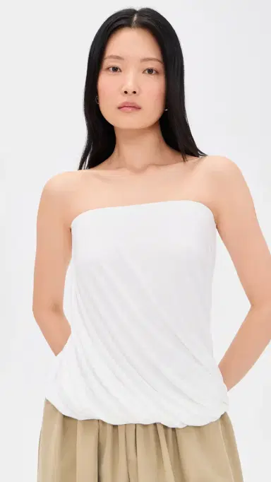 Norma Kamali Strapless Twist Top Snow | Thumbnail 2 Norma Kamali Strapless Twist Top Snow | Thumbnail 2