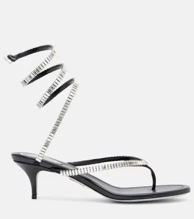 René Caovilla Embellished satin thong sandals | Thumbnail 3 René Caovilla Embellished satin thong sandals | Thumbnail 3