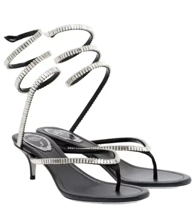 René Caovilla Embellished satin thong sandals | Thumbnail 1 René Caovilla Embellished satin thong sandals | Thumbnail 1