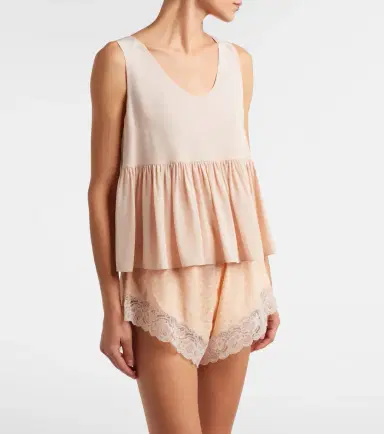 Chloé Chloé Lace-trimmed silk jacquard shorts | Thumbnail 4 Chloé Chloé Lace-trimmed silk jacquard shorts | Thumbnail 4