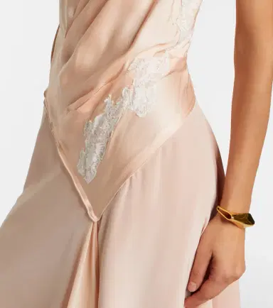 Victoria Beckham Lace-trimmed crêpe satin midi dress | Thumbnail 2 Victoria Beckham Lace-trimmed crêpe satin midi dress | Thumbnail 2