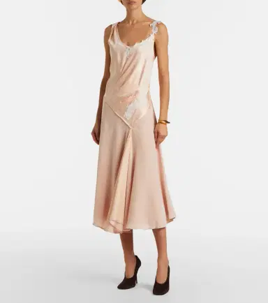 Victoria Beckham Lace-trimmed crêpe satin midi dress | Thumbnail 3 Victoria Beckham Lace-trimmed crêpe satin midi dress | Thumbnail 3