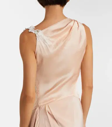 Victoria Beckham Lace-trimmed crêpe satin midi dress | Thumbnail 4 Victoria Beckham Lace-trimmed crêpe satin midi dress | Thumbnail 4