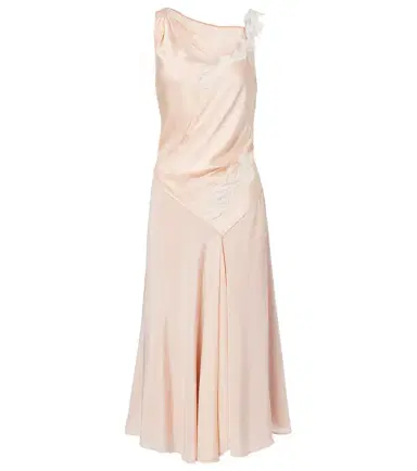 Victoria Beckham Lace-trimmed crêpe satin midi dress | Thumbnail 1 Victoria Beckham Lace-trimmed crêpe satin midi dress | Thumbnail 1