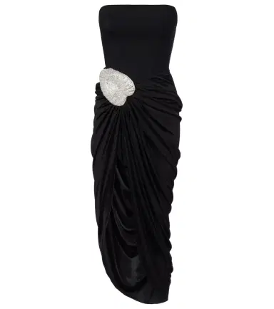 David Koma Embellished draped wool-blend corset dress | Thumbnail 1 David Koma Embellished draped wool-blend corset dress | Thumbnail 1