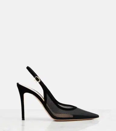 Gianvito Rossi Suede-trimmed slingback pumps | Thumbnail 2 Gianvito Rossi Suede-trimmed slingback pumps | Thumbnail 2