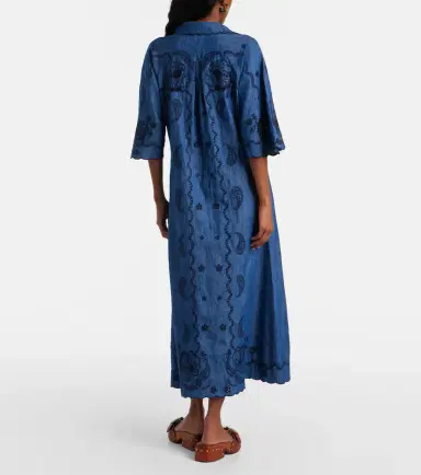 Zimmermann Aster embroidered denim midi dress | Thumbnail 2 Zimmermann Aster embroidered denim midi dress | Thumbnail 2