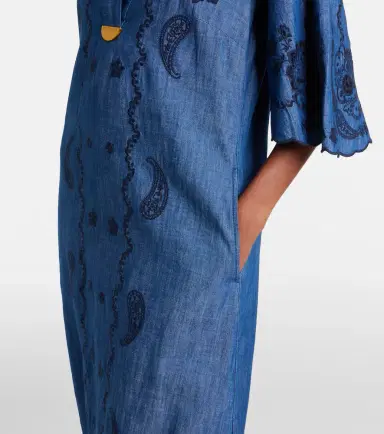 Zimmermann Aster embroidered denim midi dress | Thumbnail 3 Zimmermann Aster embroidered denim midi dress | Thumbnail 3