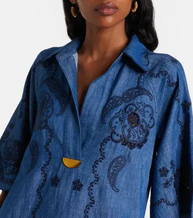 Zimmermann Aster embroidered denim midi dress | Thumbnail 6 Zimmermann Aster embroidered denim midi dress | Thumbnail 6