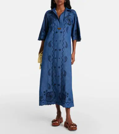 Zimmermann Aster embroidered denim midi dress | Thumbnail 7 Zimmermann Aster embroidered denim midi dress | Thumbnail 7