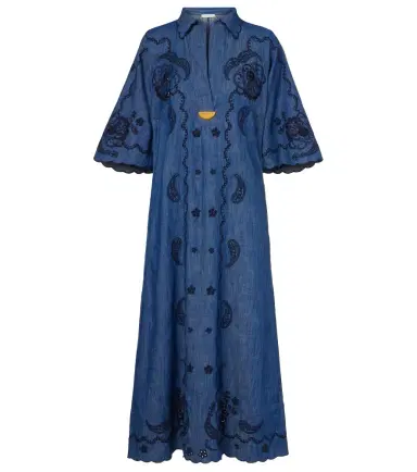 Zimmermann Aster embroidered denim midi dress | Thumbnail 1 Zimmermann Aster embroidered denim midi dress | Thumbnail 1