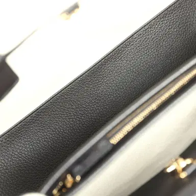 Chanel Chanel Small "Urban Essential" East West Shopping Tote Black Calfskin and White Tweed Boucle Gold Hardware | Thumbnail 9 Chanel Chanel Small "Urban Essential" East West Shopping Tote Black Calfskin and White Tweed Boucle Gold Hardware | Thumbnail 9