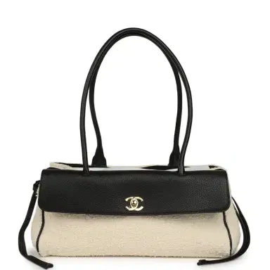 Chanel Chanel Small "Urban Essential" East West Shopping Tote Black Calfskin and White Tweed Boucle Gold Hardware | Thumbnail 1 Chanel Chanel Small "Urban Essential" East West Shopping Tote Black Calfskin and White Tweed Boucle Gold Hardware | Thumbnail 1