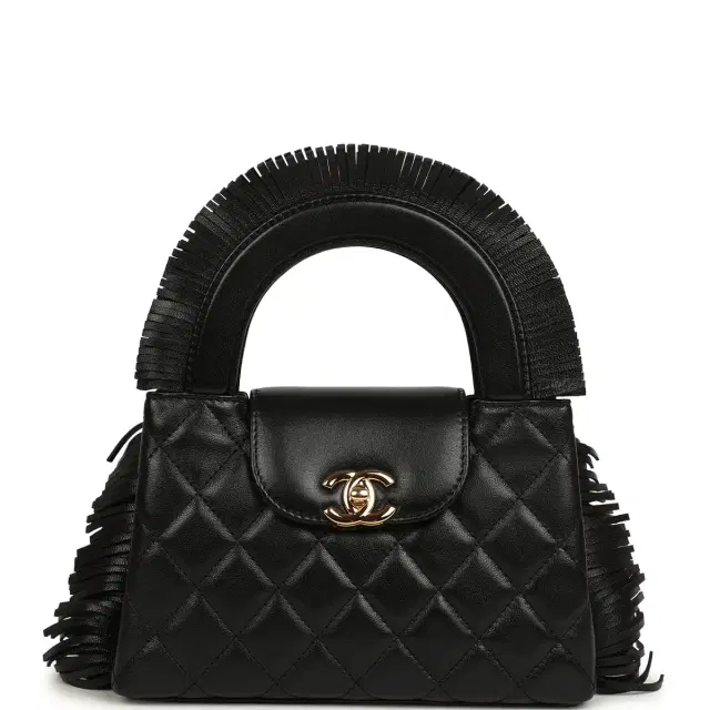Chanel Small Fringe Kelly Black Lambskin Gold Hardware Chanel Small Fringe Kelly Black Lambskin Gold Hardware