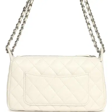 Chanel Chanel Small Quilted Clutch Bag with Chain Strap White Caviar Silver Hardware | Thumbnail 4 Chanel Chanel Small Quilted Clutch Bag with Chain Strap White Caviar Silver Hardware | Thumbnail 4