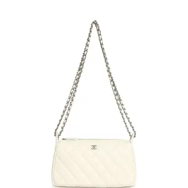 Chanel Chanel Small Quilted Clutch Bag with Chain Strap White Caviar Silver Hardware | Thumbnail 7 Chanel Chanel Small Quilted Clutch Bag with Chain Strap White Caviar Silver Hardware | Thumbnail 7