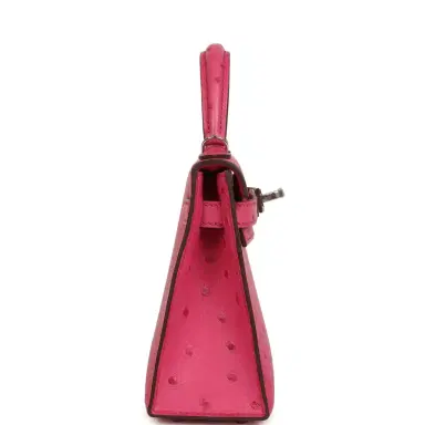 HERMÈS Hermes Kelly Sellier 20 Rose Tyrien Ostrich Palladium Hardware | Thumbnail 3 HERMÈS Hermes Kelly Sellier 20 Rose Tyrien Ostrich Palladium Hardware | Thumbnail 3